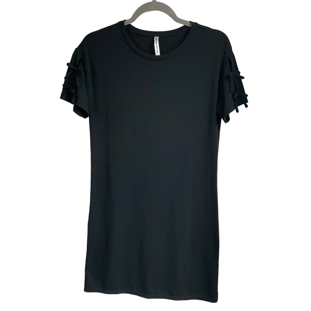 Fabletics Women's Sz. XXS Black Yani Mini Shirt Dress Stretch Heated Leisure bow